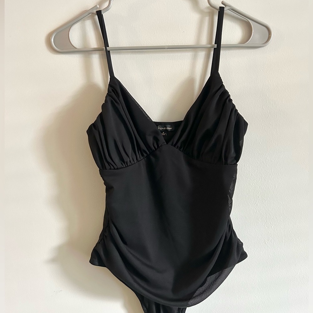 Shine star Black Mesh Detail Bodysuit